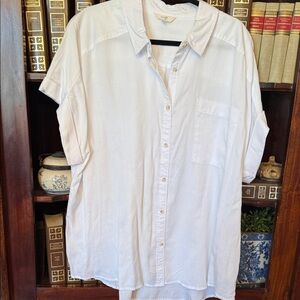 Women’s new  Relaxed Fit White Button-Up Shirt